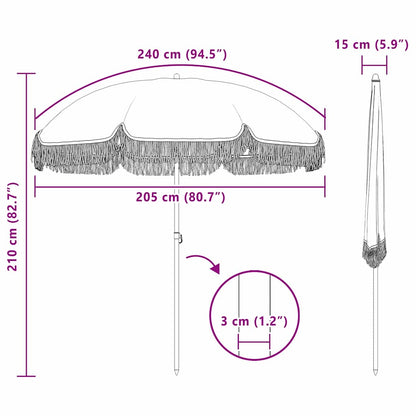 Sonnenschirm Grau und Weiß Ø 205 x 209 cm Stahl