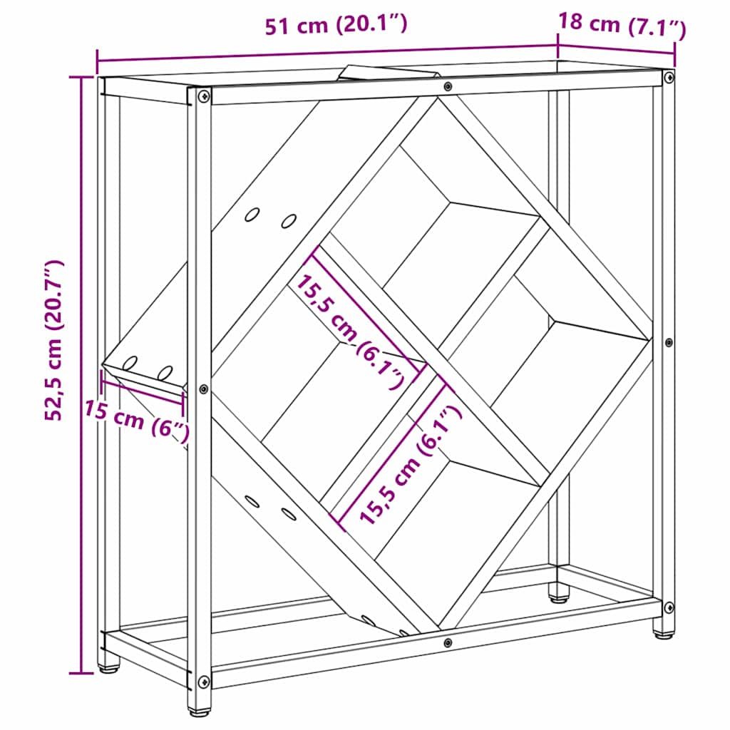 Weinregal Grau 51 x 18 x 52,5 cm Holzwerkstoff