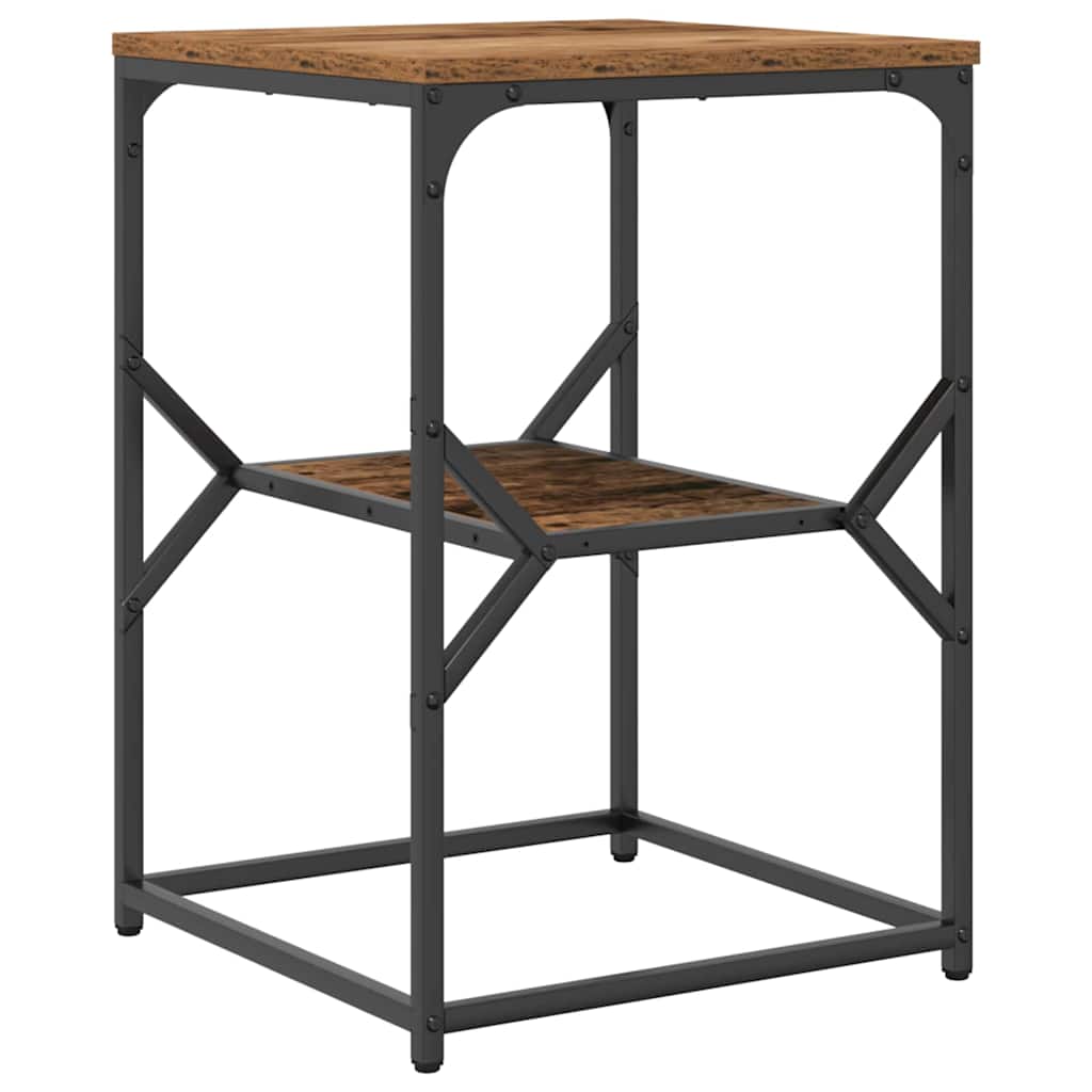 Beistelltisch Altholz 41 x 40 x 60 cm Ingenieurholz und Stahl
