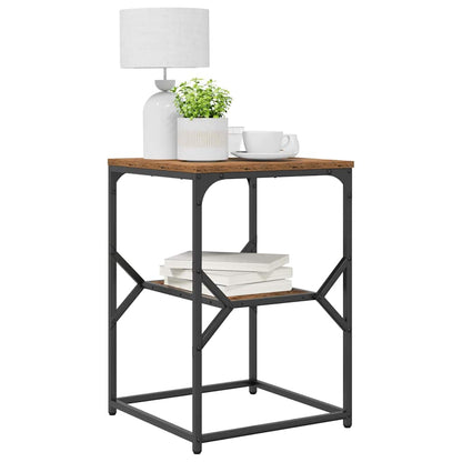 Beistelltisch Altholz 41 x 40 x 60 cm Ingenieurholz und Stahl