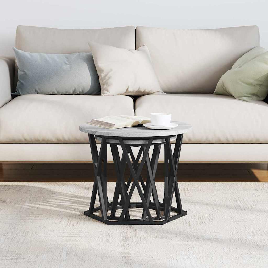 Beistelltisch 2 pcs Graues Sonoma Ingenieure Holz und Stahl