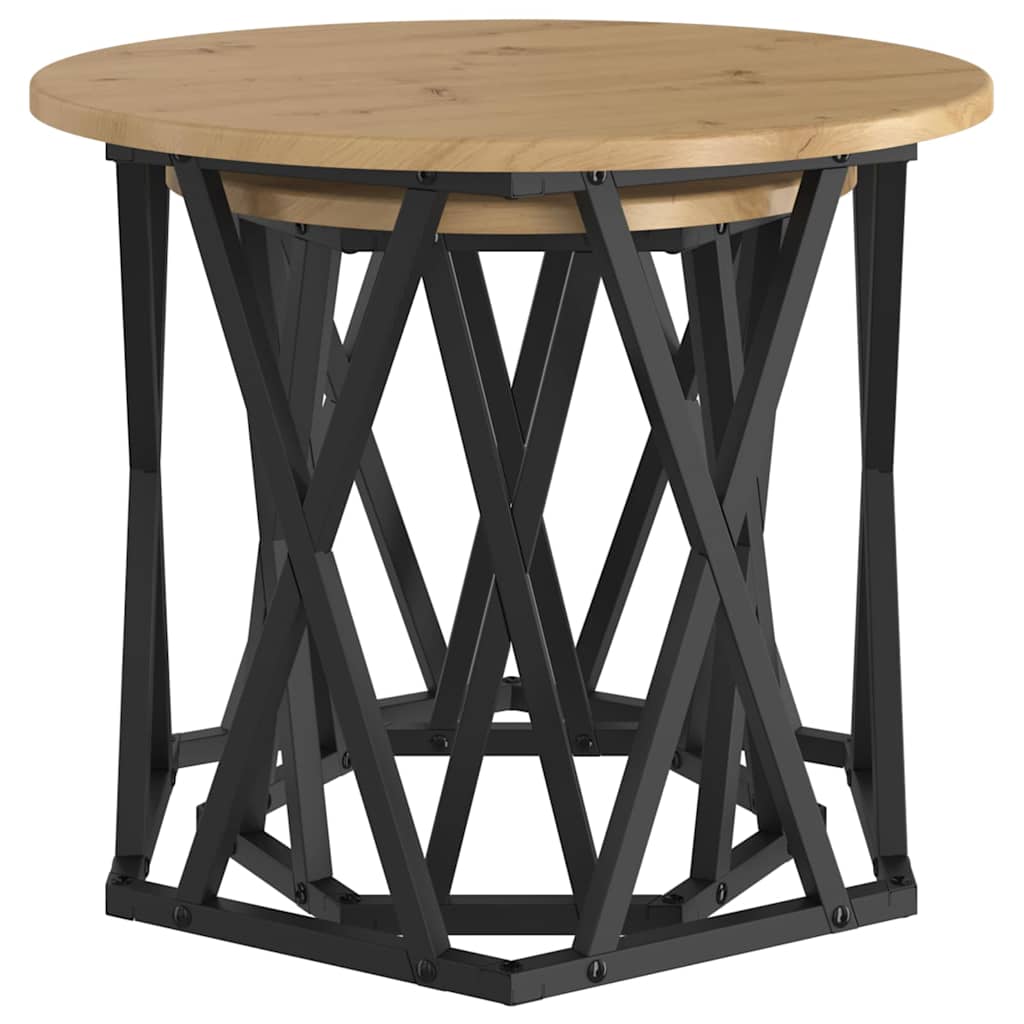 Beistelltisch 2 pcs Artisan-Eiche Ingenieure Holz und Stahl