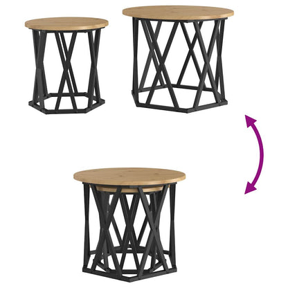 Beistelltisch 2 pcs Artisan-Eiche Ingenieure Holz und Stahl