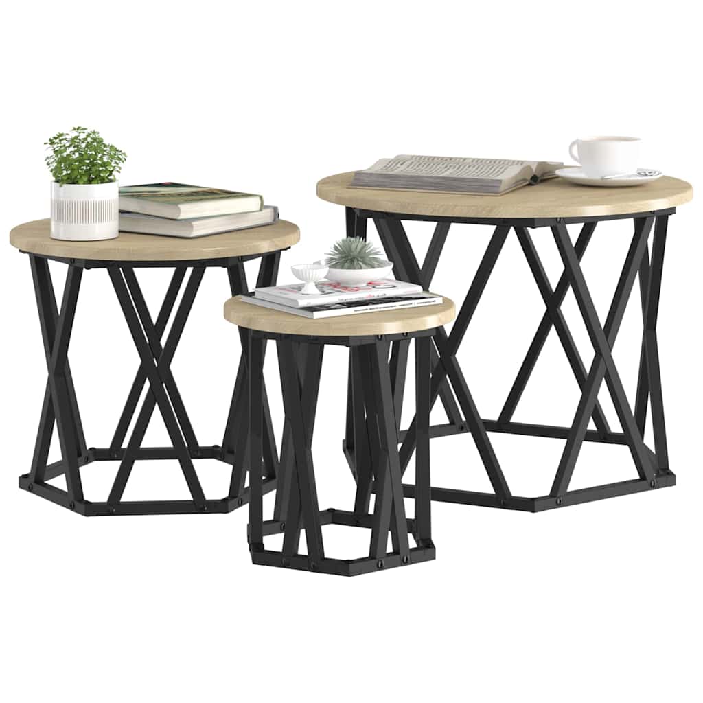 Nesting Beistelltisch 3 pcs Sonoma-Eiche