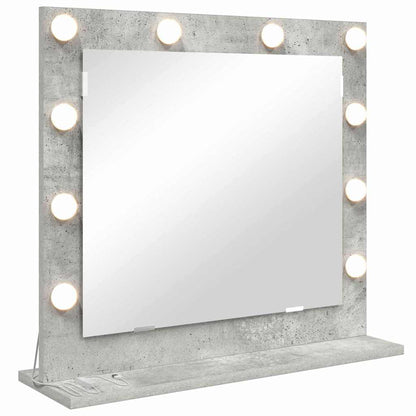 Waschtischspiegel mit Spiegel Beton Grau 60 x 55 x 18 cm