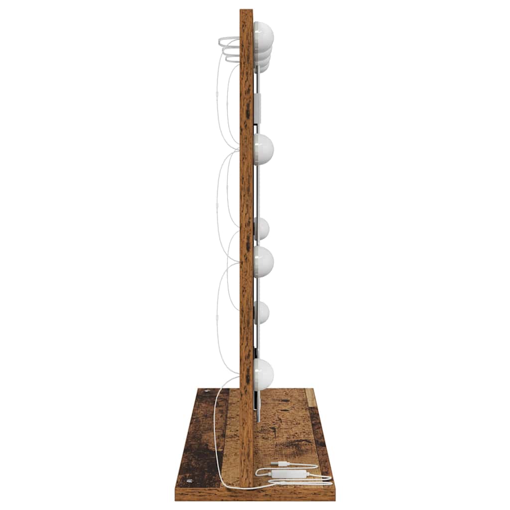 Waschtischspiegel mit LED-Lichtleisten Altholz 60 x 55 x 18 cm