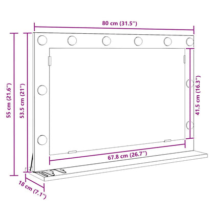 Waschtischspiegel mit Spiegel Graues Sonoma 80 x 55 x 18 cm