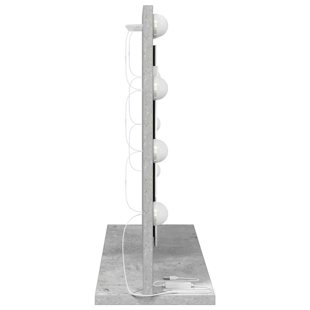Kosmetikspiegel mit LED-Lichtleisten Beton Grau 60 x 45 x 18 cm