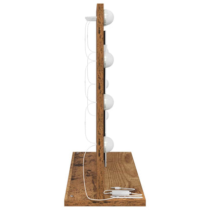 Waschtischspiegel mit LED-Lichtleisten Altholz 60 x 45 x 18 cm