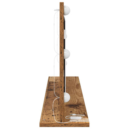 Waschtischspiegel mit LED-Lichtleisten Altholz 100 x 45 x 18 cm