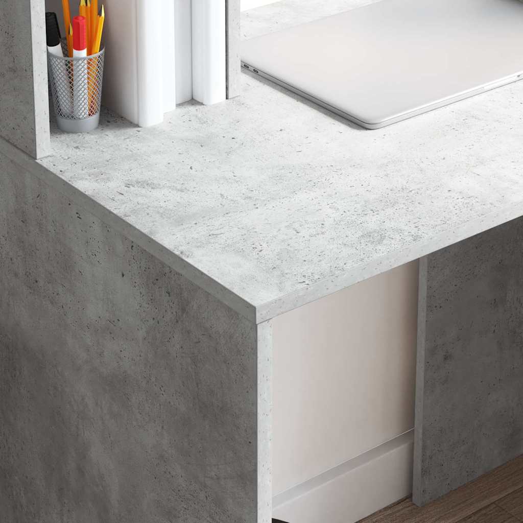 Schreibtisch mit Regal Betongrau 91 x 50 x 149 cm Holzwerkstoff