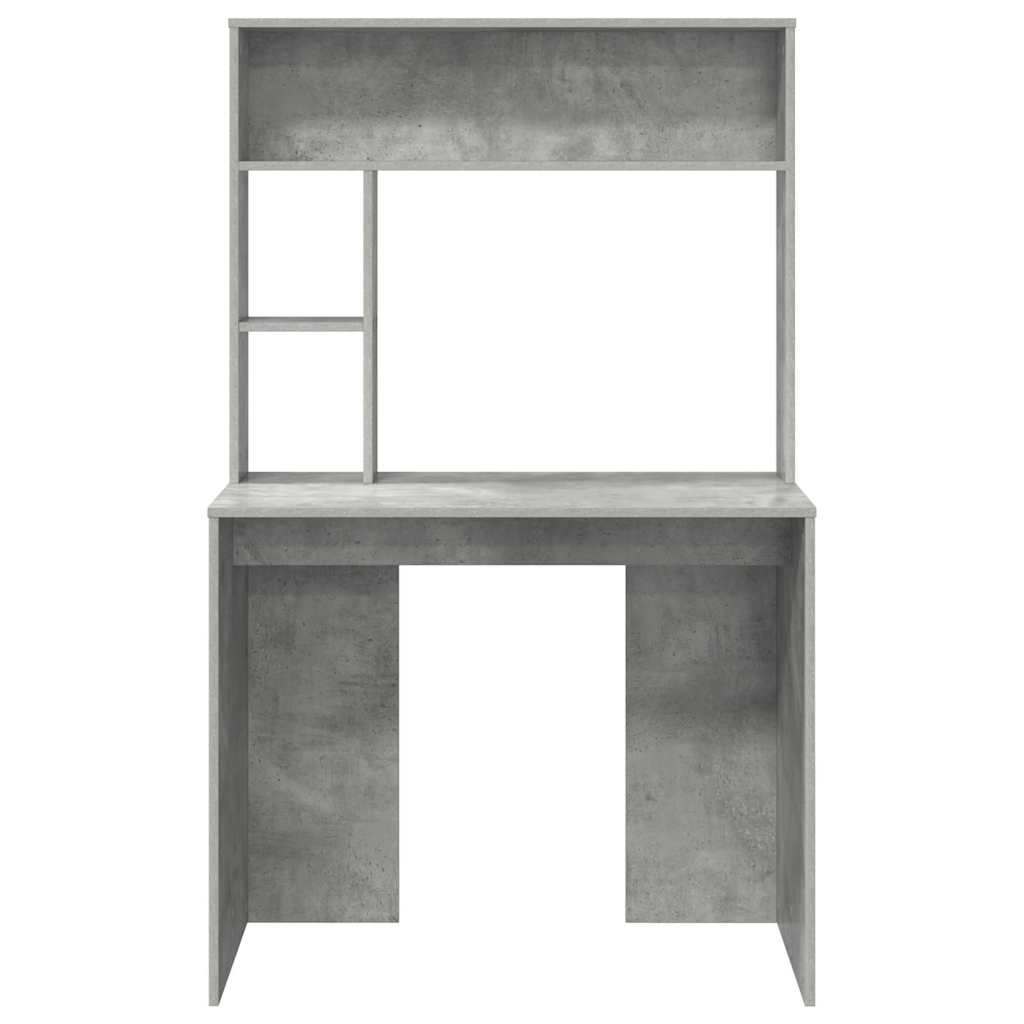 Schreibtisch mit Regal Betongrau 91 x 50 x 149 cm Holzwerkstoff