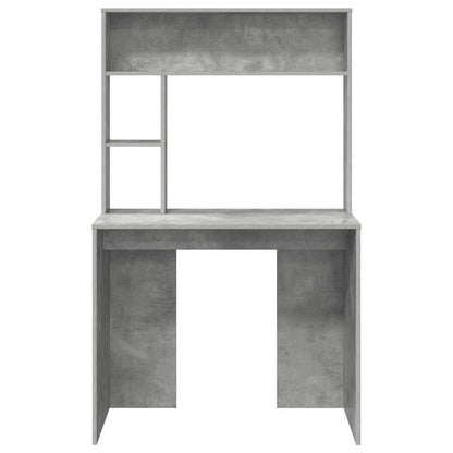 Schreibtisch mit Regal Betongrau 91 x 50 x 149 cm Holzwerkstoff
