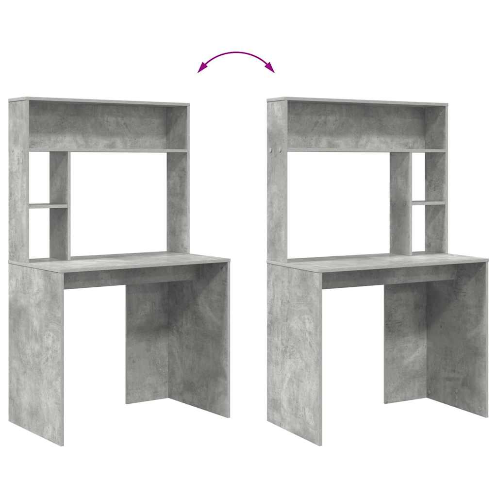 Schreibtisch mit Regal Betongrau 91 x 50 x 149 cm Holzwerkstoff