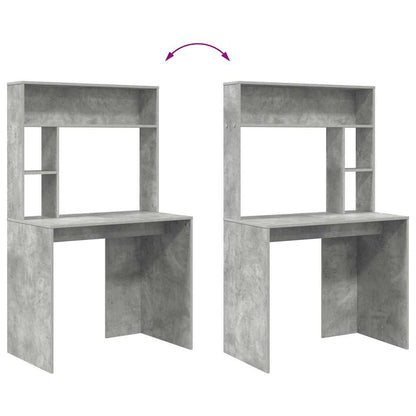 Schreibtisch mit Regal Betongrau 91 x 50 x 149 cm Holzwerkstoff