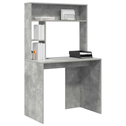 Schreibtisch mit Regal Betongrau 91 x 50 x 149 cm Holzwerkstoff