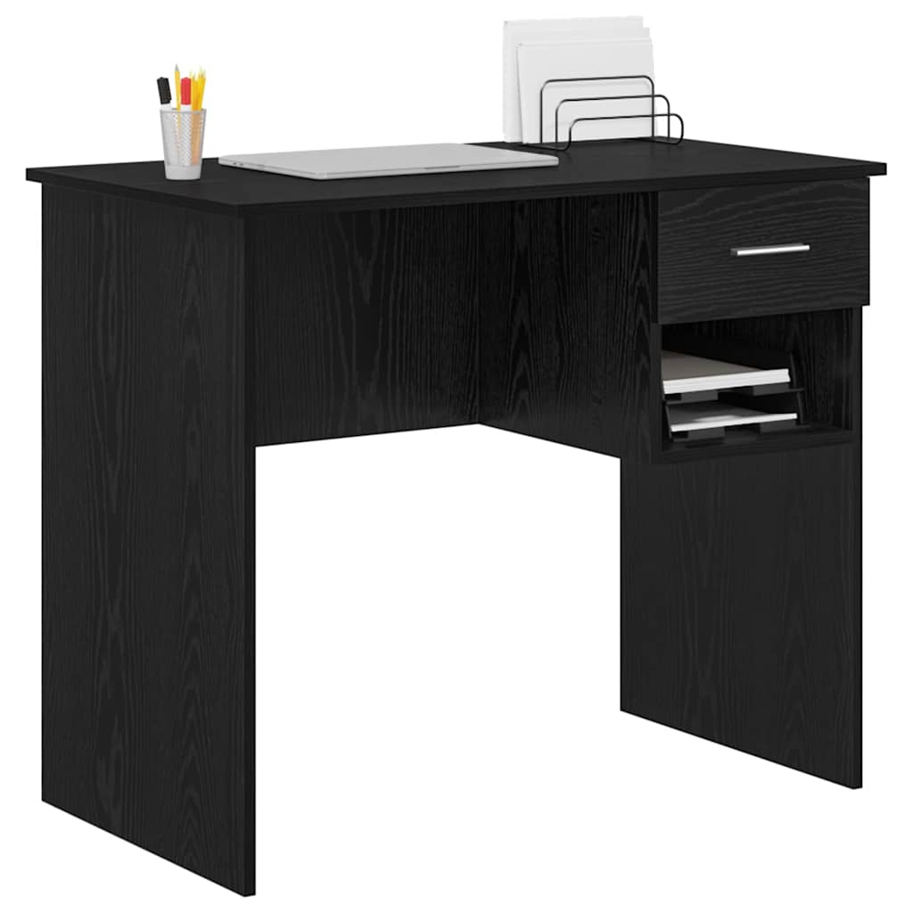 Schreibtisch Schwarz Eichen-Optik 90 x 49 x 75 cm Holzwerkstoff