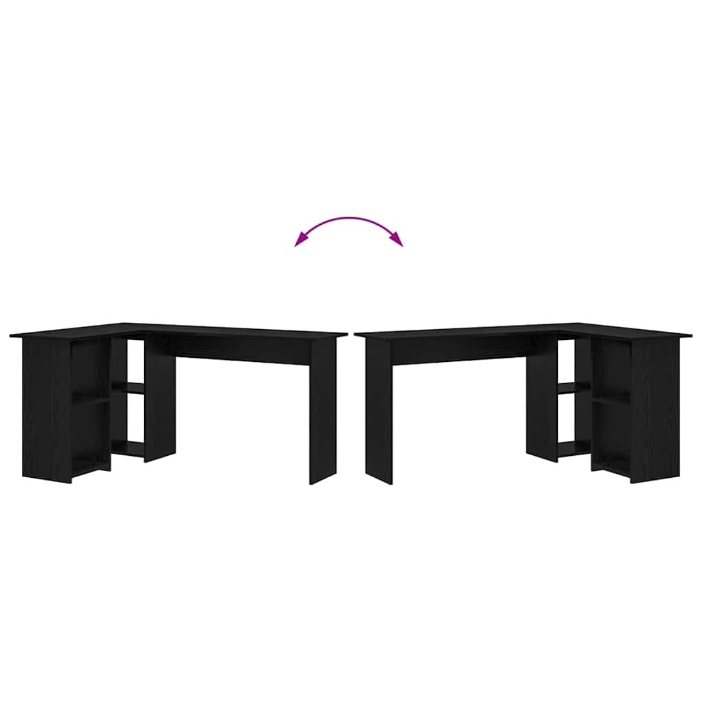 Schreibtisch mit Regal Schwarz Eichen-Optik 142 x 102 x 73 cm