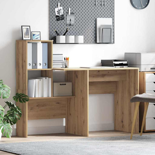 Schreibtisch mit Regal Eiche handwerklich 131,5 x 50 x 106,5 cm