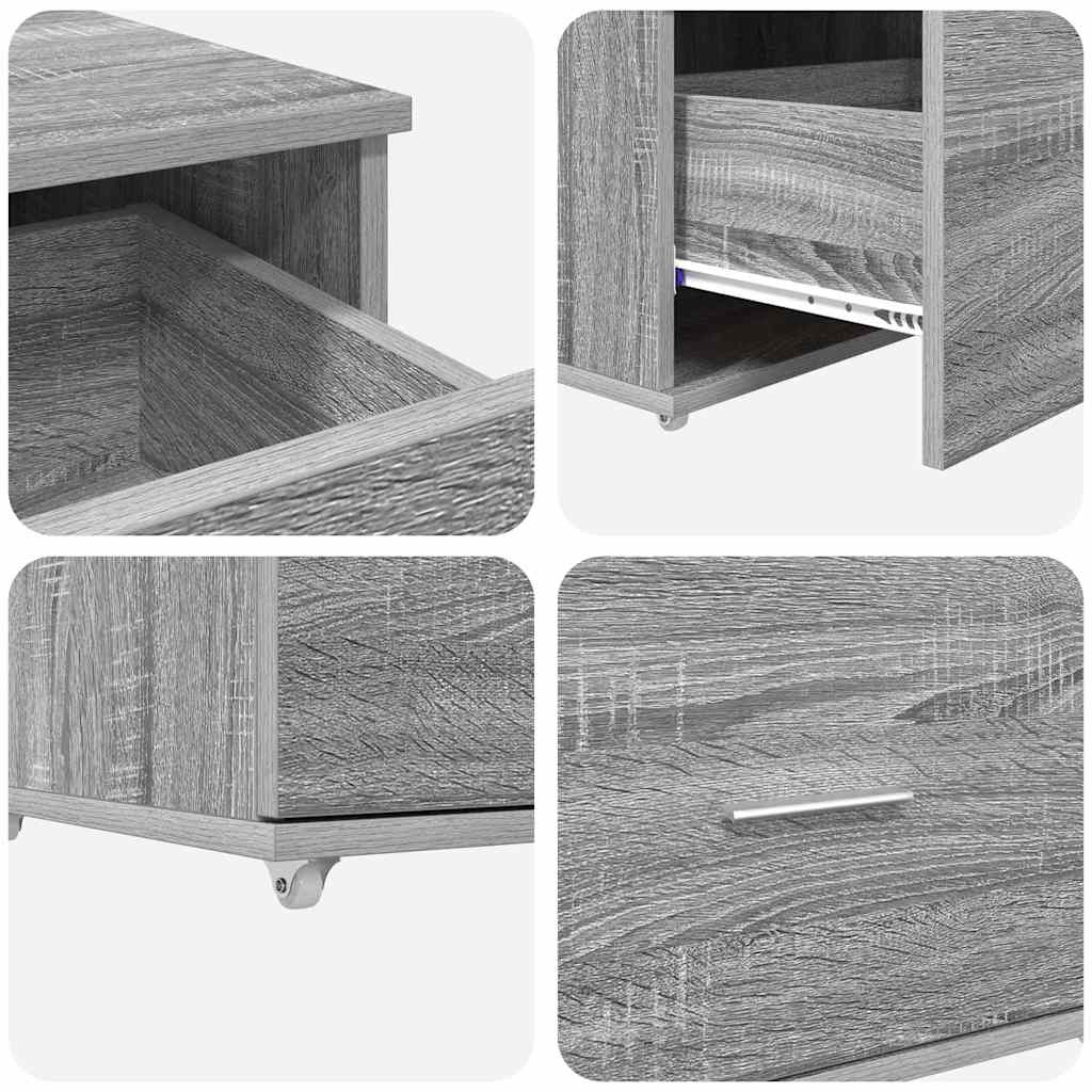 Schubladenschrank mit Rad Grau 55 x 45 x 33,5 cm Holzwerkstoff