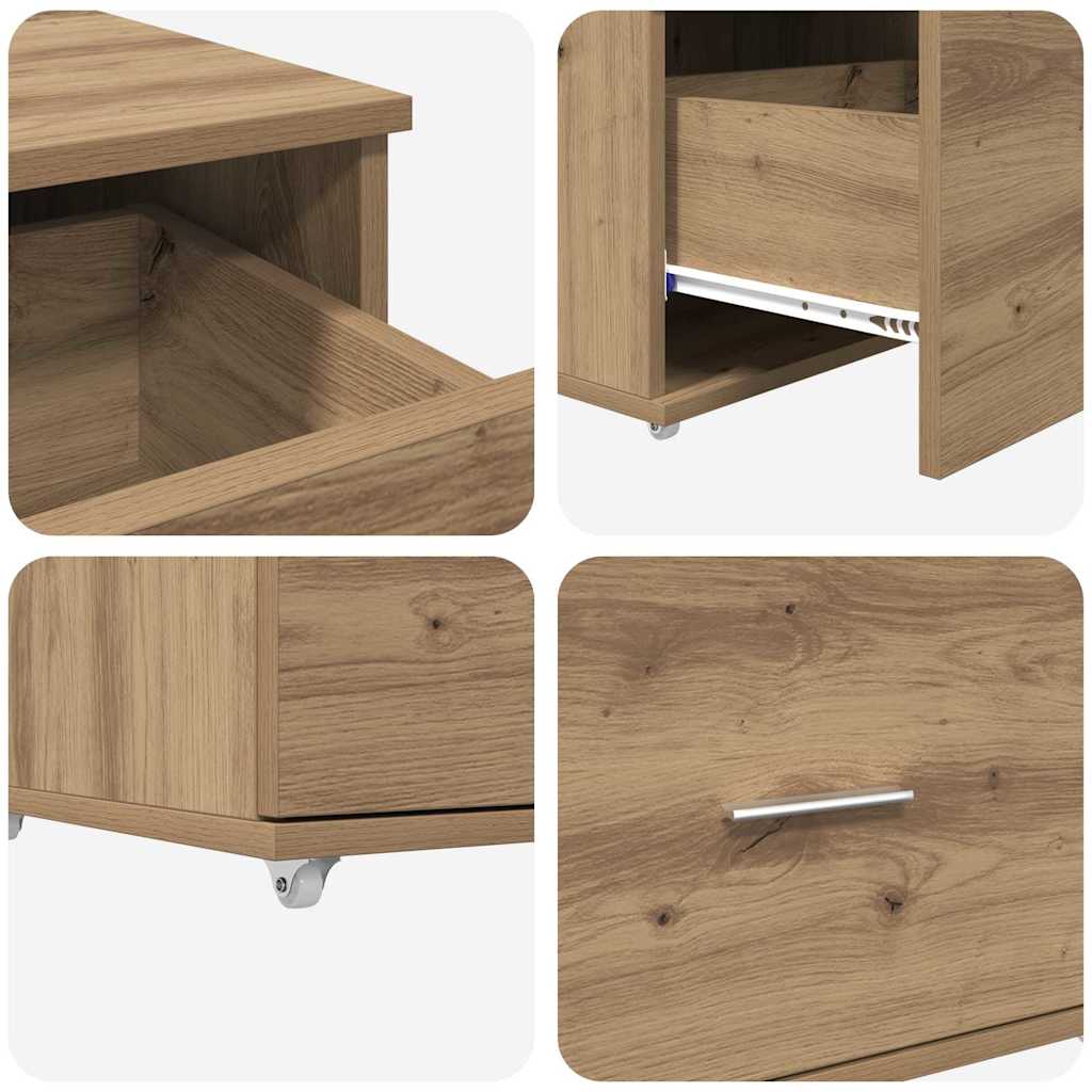 Schubladenschrank mit Rad Braun 55 x 45 x 33,5 cm Holzwerkstoff