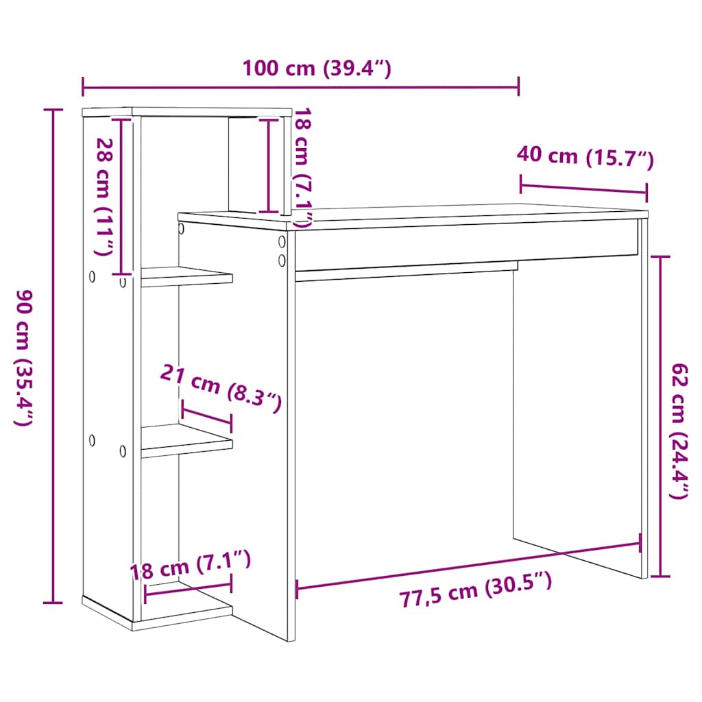 Schreibtisch Schwarze Eiche 100 x 40 x 90 cm Holzwerkstoff