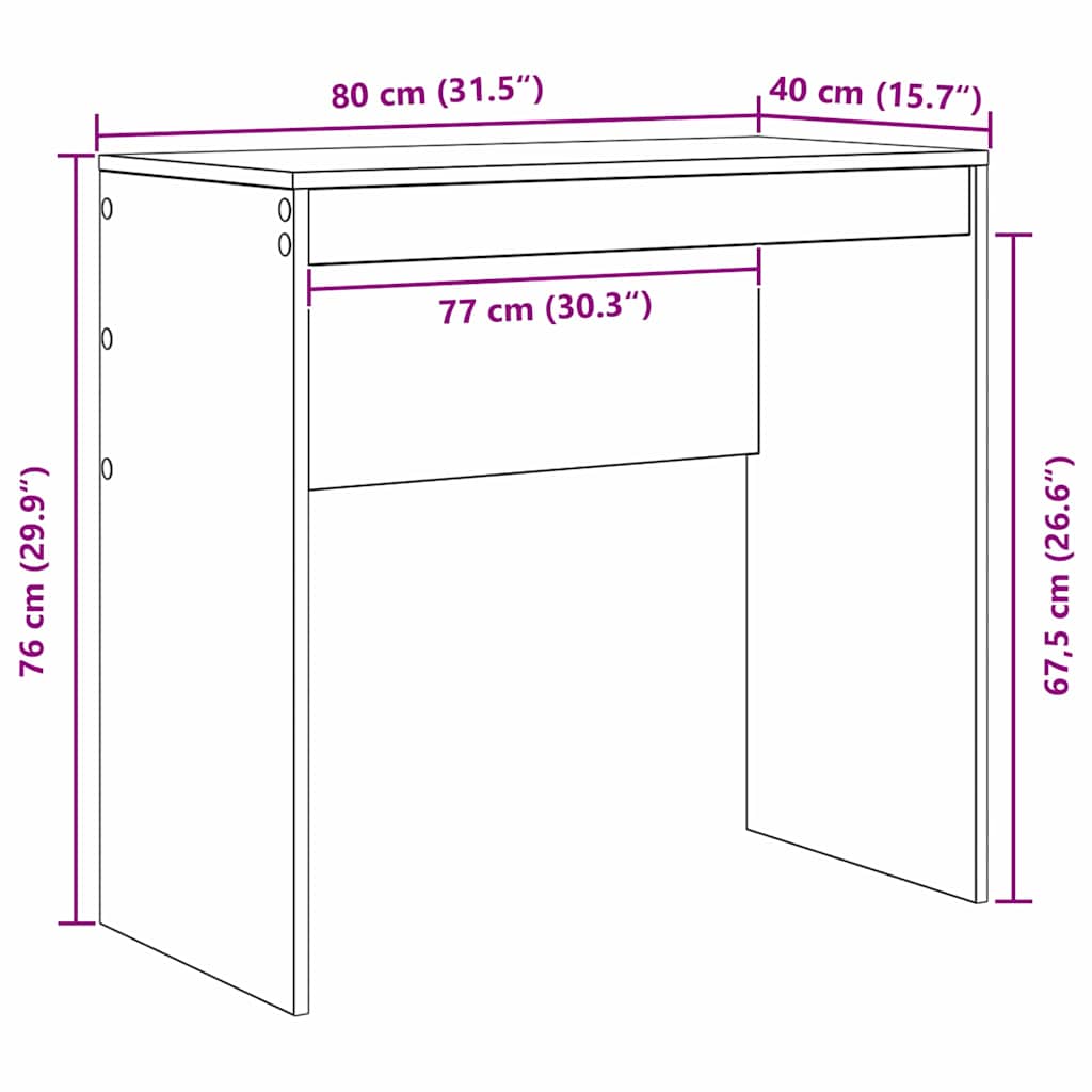 Schreibtisch Räuchereiche 80 x 40 x 76 cm Holzwerkstoff