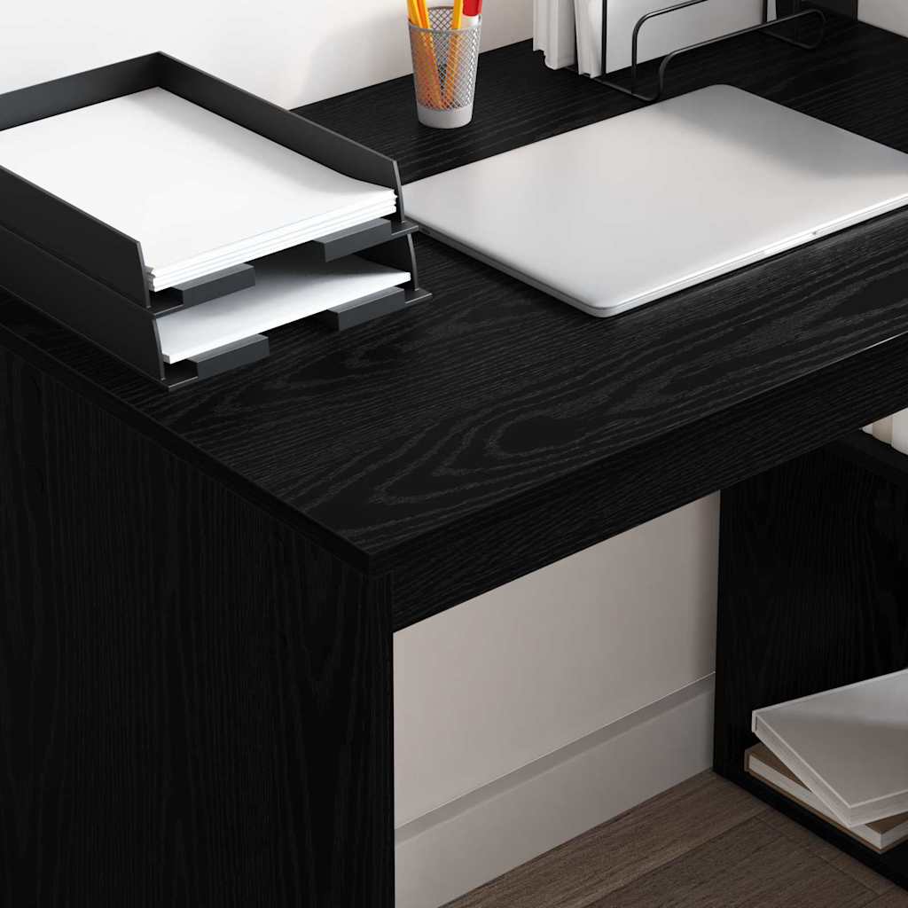 Schreibtisch mit Regal Schwarz Eichen-Optik 108 x 55 x 103.5 cm