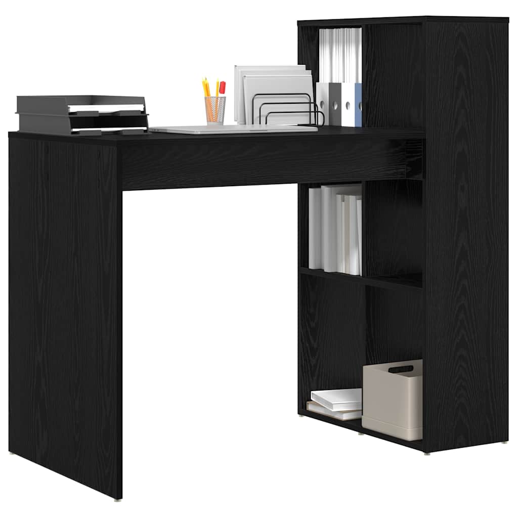Schreibtisch mit Regal Schwarz Eichen-Optik 108 x 55 x 103.5 cm