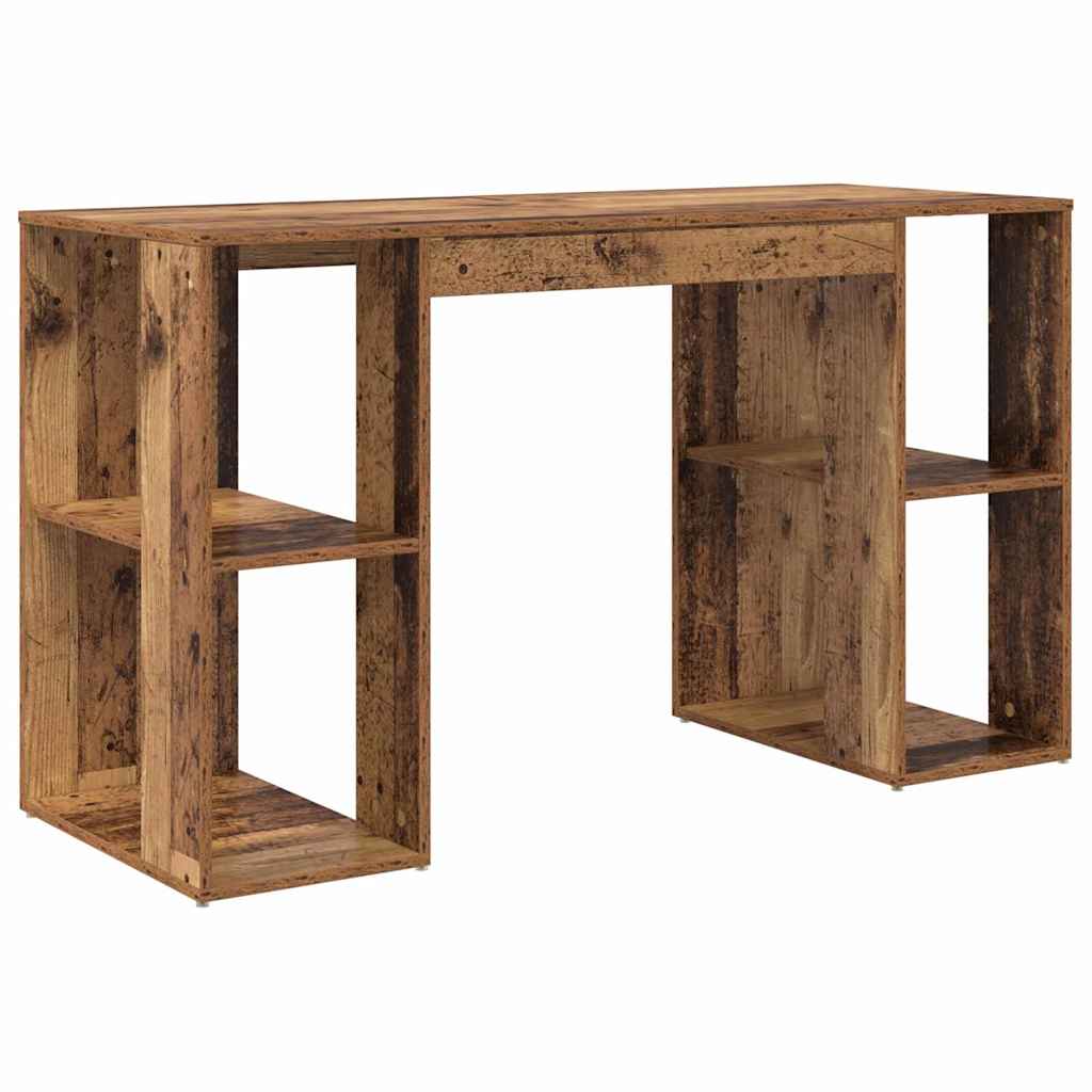 Schreibtisch mit Regal Altholz 130 x 50.5 x 75 cm Holzwerkstoff