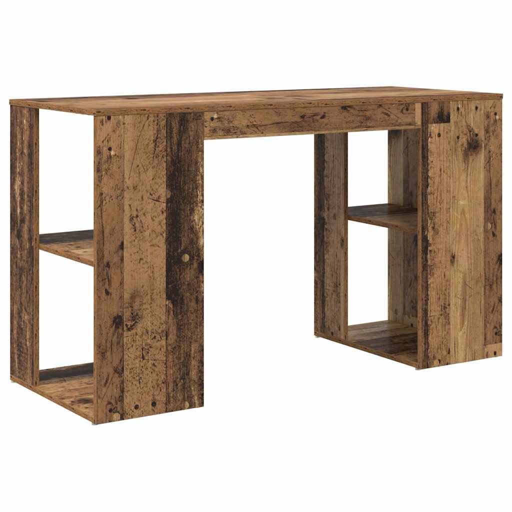 Schreibtisch mit Regal Altholz 130 x 50.5 x 75 cm Holzwerkstoff