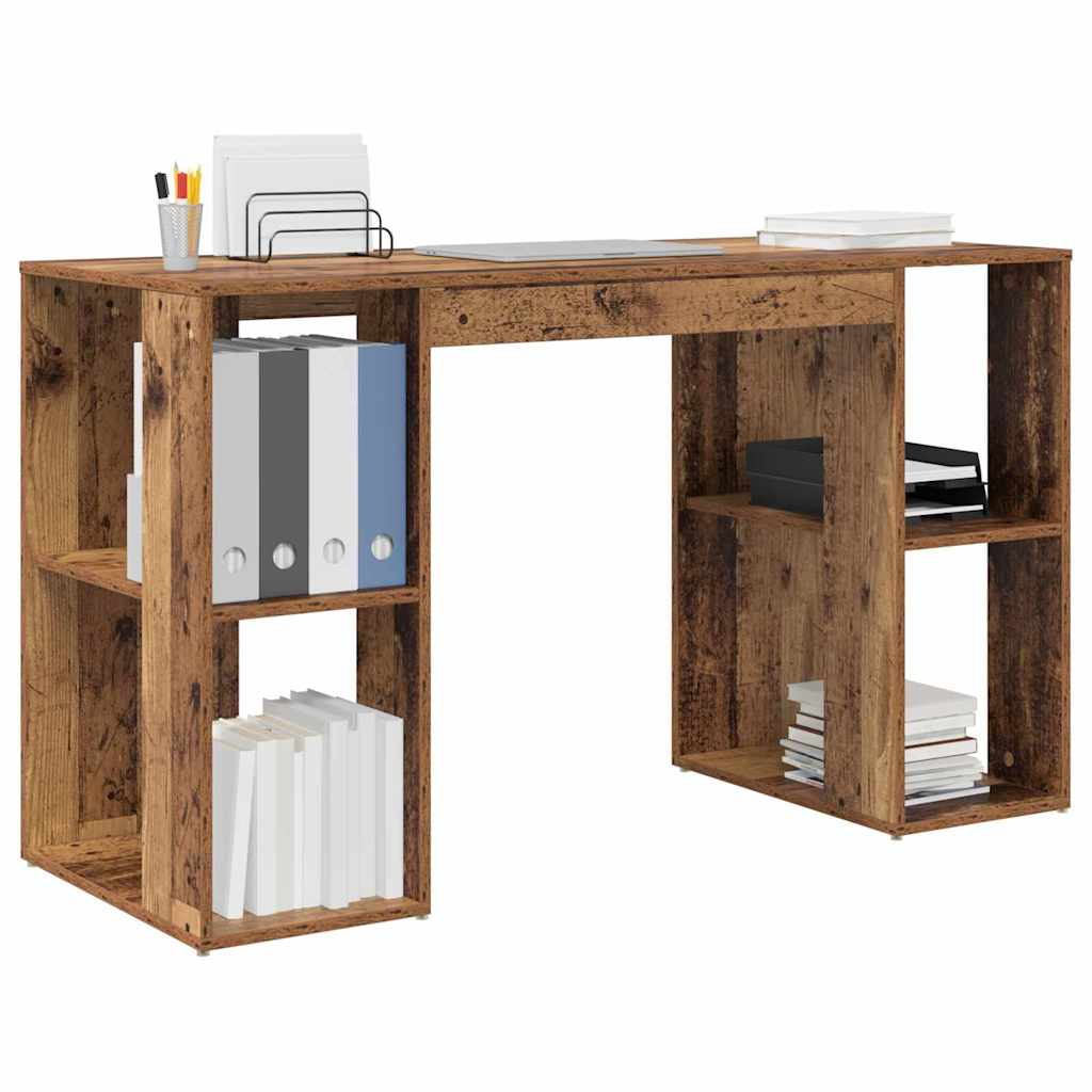 Schreibtisch mit Regal Altholz 130 x 50.5 x 75 cm Holzwerkstoff