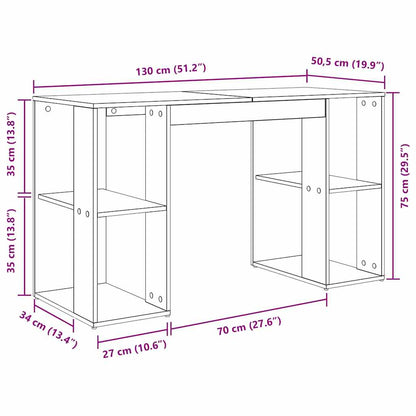 Schreibtisch mit Regal Altholz 130 x 50.5 x 75 cm Holzwerkstoff