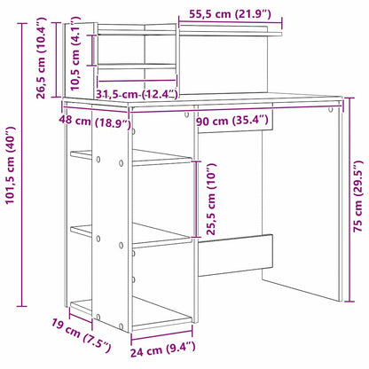 Schreibtisch mit Regal Altholz 90 x 48 x 101,5 cm Holzwerkstoff