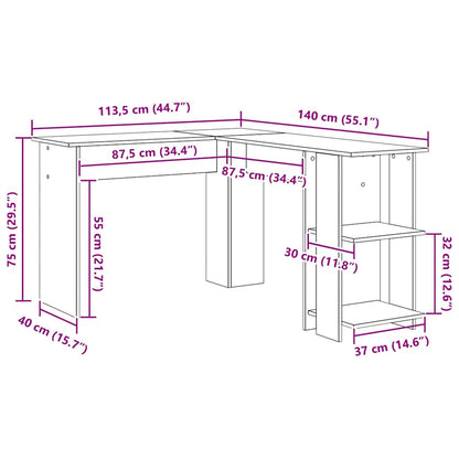 Eck-Schreibtisch Beton Grau 140 x 113,5 x 75 cm Holzwerkstoff