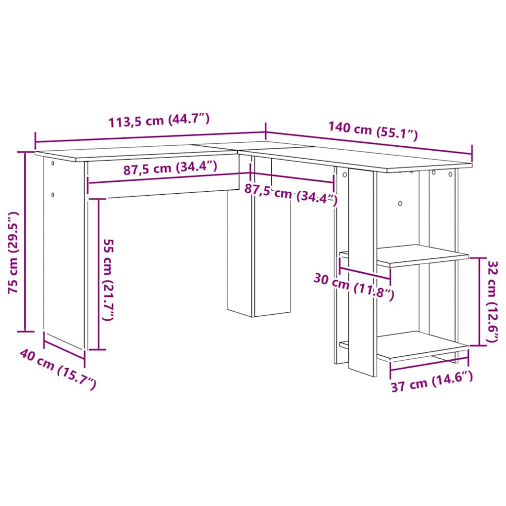Eck-Schreibtisch Altholz 140 x 113,5 x 75 cm Holzwerkstoff