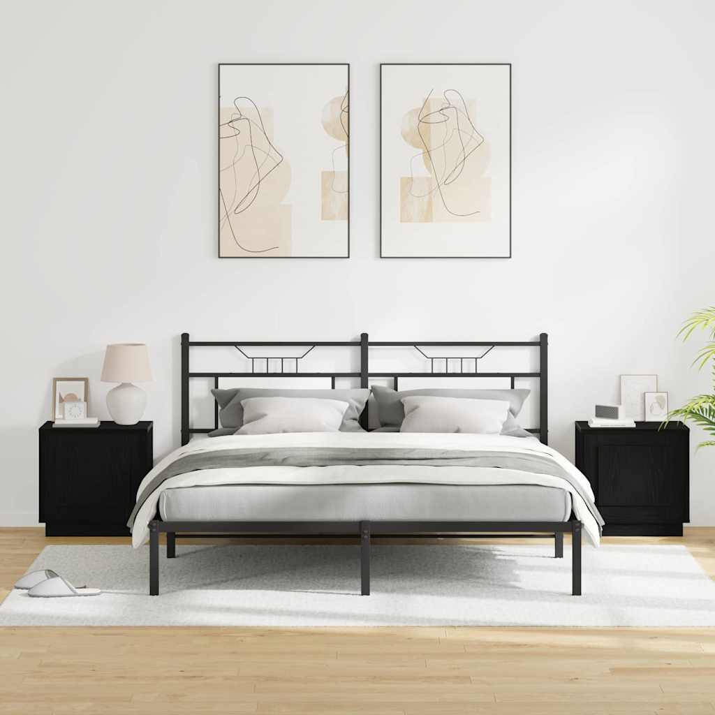 Nachttisch mit 2 pcs Schwarz 44 x 34.5 x 45 cm Holzwerkstoff