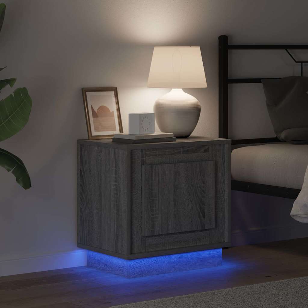 Nachttisch mit Grau 44 x 34.5 x 45 cm Holzwerkstoff