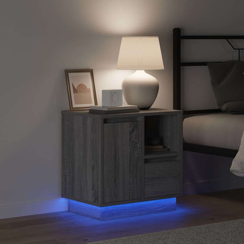 Nachttisch mit 2 pcs Grau 50 x 34,5 x 50 cm Holzwerkstoff