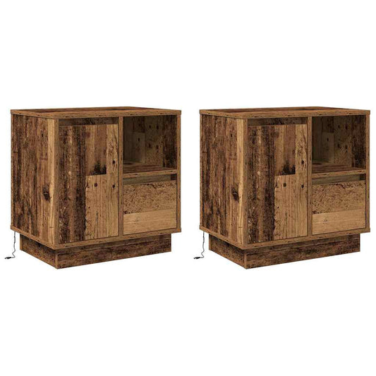 Nachttisch mit 2 pcs Altholz 50 x 34,5 x 50 cm Holzwerkstoff