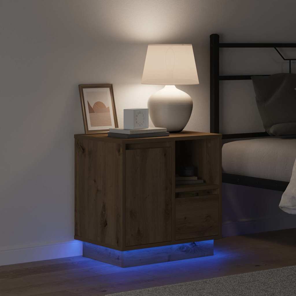 Nachttisch Eiche handwerklich 50 x 34,5 x 50 cm Holzwerkstoff