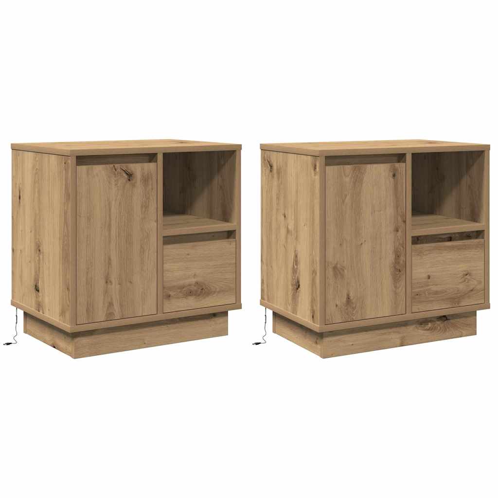 Nachttisch mit 2 pcs Eiche handwerklich 50 x 34,5 x 50 cm