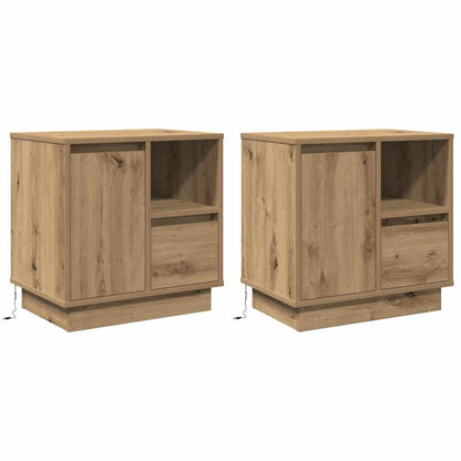 Nachttisch mit 2 pcs Eiche handwerklich 50 x 34,5 x 50 cm
