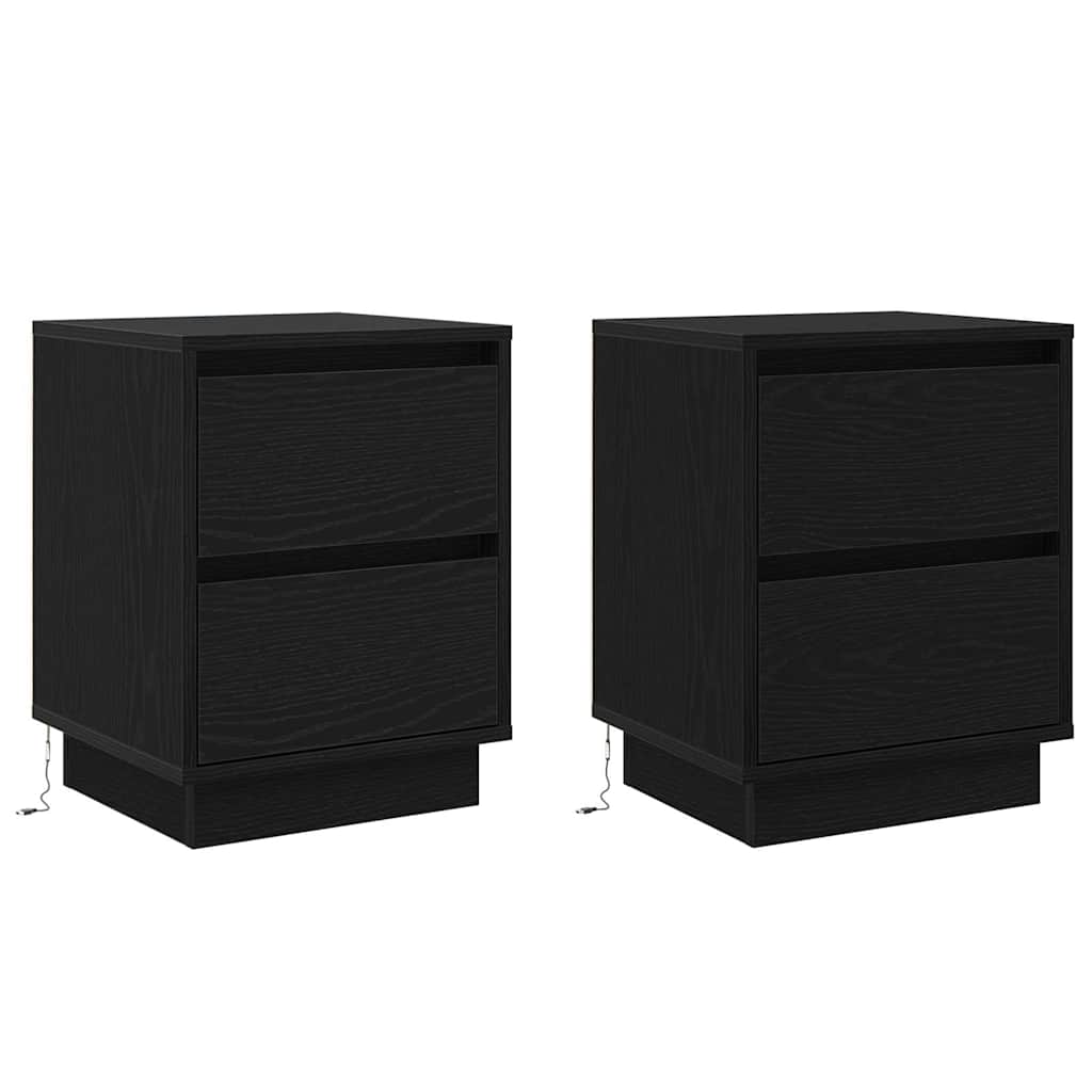 Nachttisch mit 2 pcs Schwarz 39 x 34,5 x 50 cm Holzwerkstoff