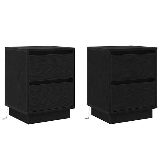 Nachttisch mit 2 pcs Schwarz 39 x 34,5 x 50 cm Holzwerkstoff