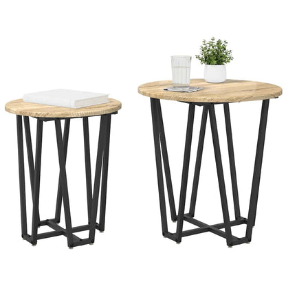 Beistelltisch-Set 2 pcs Sonoma-Eiche und Schwarz