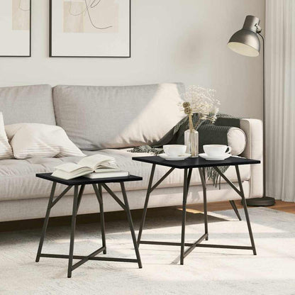 Beistelltisch-Set 2 pcs Schwarz Eichen-Optik 50 x 50 x 50 cm