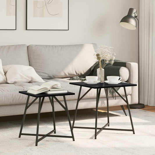 Beistelltisch-Set 2 pcs Schwarz Eichen-Optik 50 x 50 x 50 cm