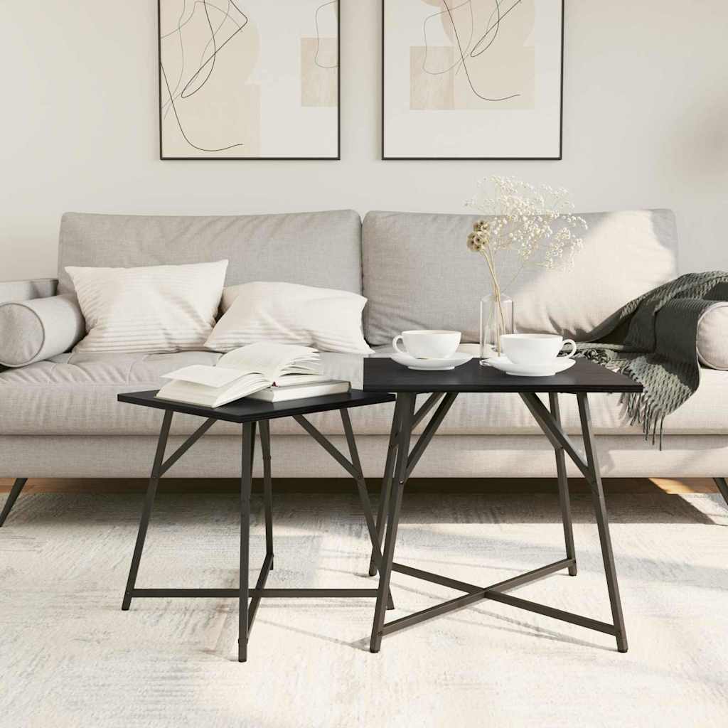 Beistelltisch-Set 2 pcs Schwarz Eichen-Optik 50 x 50 x 50 cm