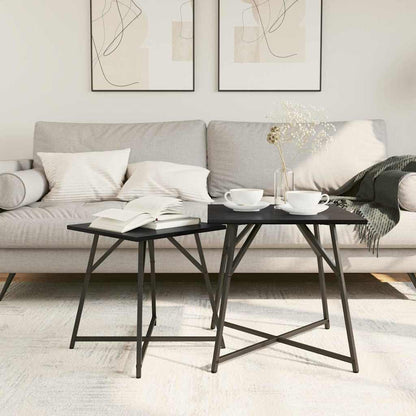 Beistelltisch-Set 2 pcs Schwarz Eichen-Optik 50 x 50 x 50 cm